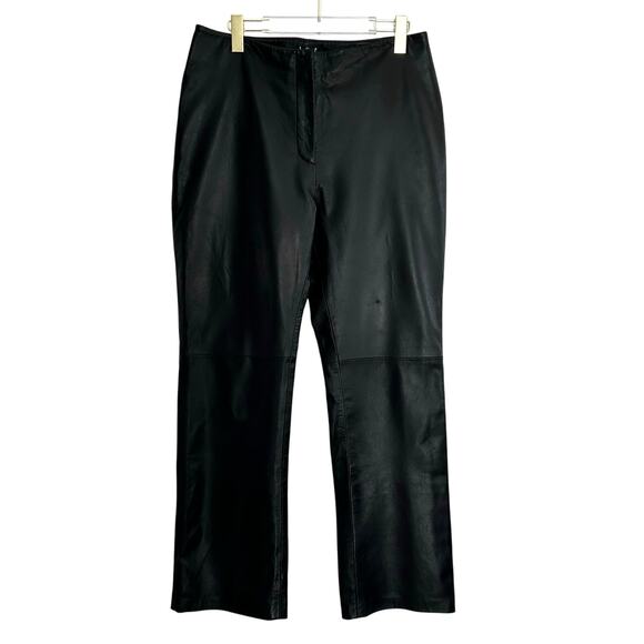 INC Leather Pant Women 12 Black High Rise Straight Leg 90s Vintage Y2K Grunge - Picture 1 of 8